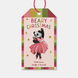 Cute Rosa Beary Jul Ballet Dancing Panda Presentetikett