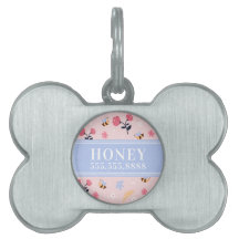 Cute Rosa Bee Blommigt Namn Monogram Framework