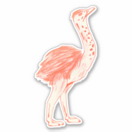 Cute Rosa Bird Artistic Baby Ostrich Klistermärken