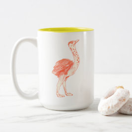 Cute Rosa Bird Artistic Baby Ostrich Två-Tonad Mugg