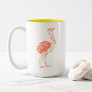 Cute Rosa Bird Artistic Baby Ostrich Två-Tonad Mugg