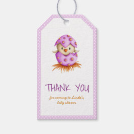 Cute Rosa Bird Girl Baby Shower Tack Presentetikett