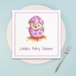 Cute Rosa Bird Hatching Baby Shower Pappersservett