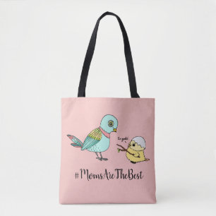 Cute Rosa Bird Tecknad Best Mamma First Mors dag Tygkasse