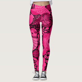 Cute Rosa Birds and Flowers Mönster Leggings