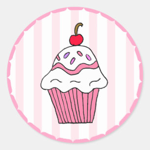 Cute Rosa Birthday Cuppie Runt Klistermärke