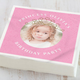 Cute Rosa Birthday Photo Princess Anpassningsbar Pappersservett