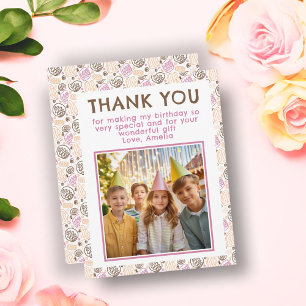 Cute Rosa Birthday Photo Tack Kort