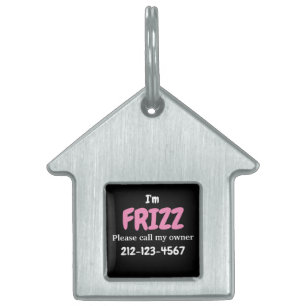 Cute Rosa Black Anpassningsbar Hund House Shaped ID-bricka Husdjur