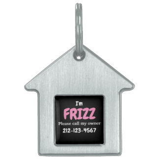 Cute Rosa Black Anpassningsbar Hund House Shaped ID-bricka Husdjur