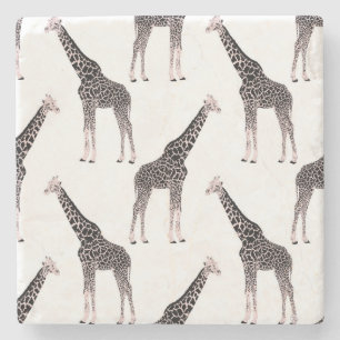 Cute Rosa & Black Giraffe Animal White Design Stenunderlägg