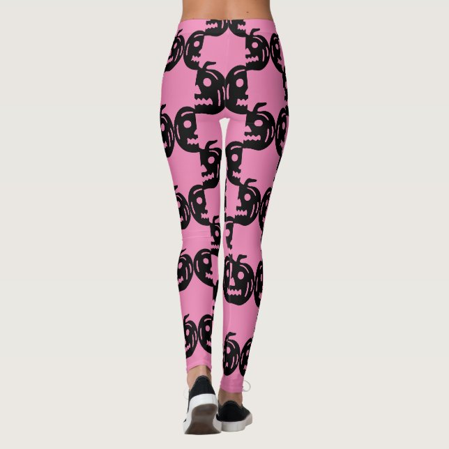 Cute Rosa Black Jack o lantern Halloween Costume Leggings (Baksida)