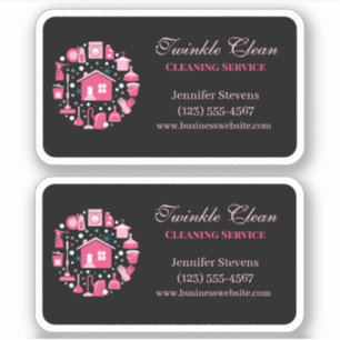 Cute Rosa Black Supplies Städning Service Business Klistermärken