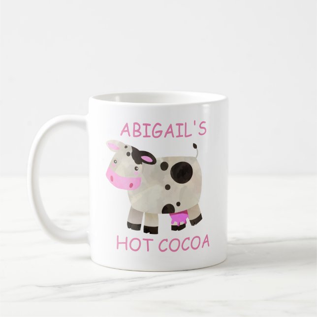 Cute Rosa Black White Cow Hett Cocoa Kaffemugg (Vänster)