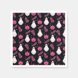 Cute Rosa Black White Halloween fest Pappersservett