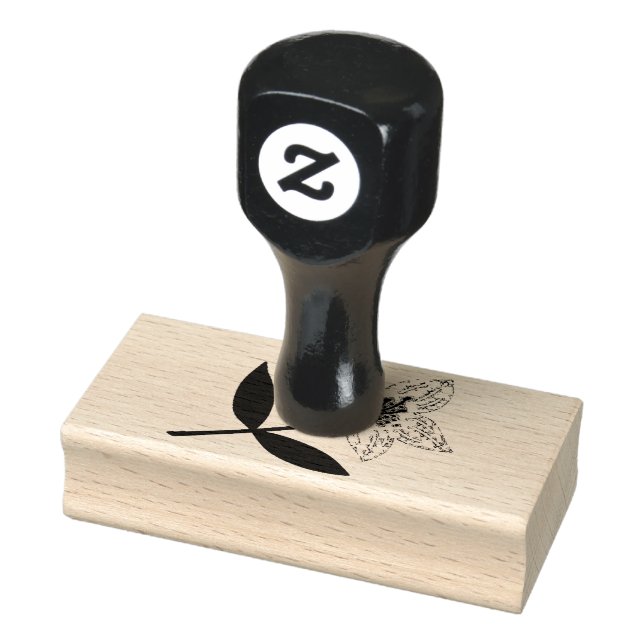 Cute rosa-blomma med lämna stämpel (Stämpel)