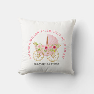 Cute rosa blommigt baby Barnvagn Baby födelsedag Kudde