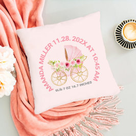 Cute rosa blommigt baby Barnvagn Baby födelsedag Kudde