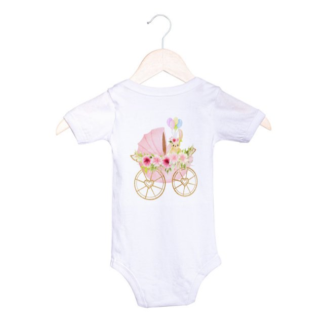 Cute Rosa Blommigt Baby Barnvagn T Shirt (Skapare uppladdad)