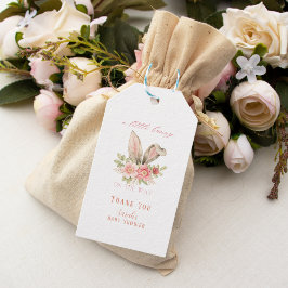 Cute  Rosa Blommigt Bunny Baby Shower Presentetikett