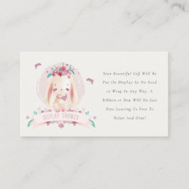 Cute Rosa Blommigt Bunny Birds Visning Baby Shower Tilläggskort