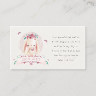 Cute Rosa Blommigt Bunny Birds Visning Baby Shower Tilläggskort