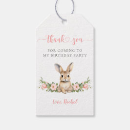 Cute Rosa Blommigt Bunny Girl 1:a födelsedagen Tac Presentetikett