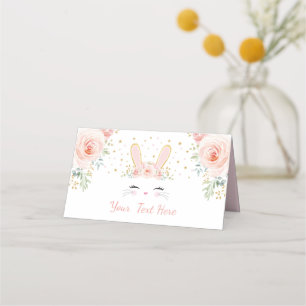 Cute Rosa Blommigt Bunny Rabbit Baby Shower födels Placeringskort
