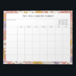 Cute Rosa Blommigt Enkel familjeplaneringskalender Anteckningsblock<br><div class="desc">Anteckningsblocket Modern Cute Rosa and Gult Blommigt Gräns Personlig Family Planner and Calendar</div>