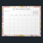 Cute Rosa Blommigt Enkel familjeplaneringskalender Anteckningsblock<br><div class="desc">Anteckningsblocket Modern Cute Rosa and Gult Blommigt Gräns Personlig Family Planner and Calendar</div>