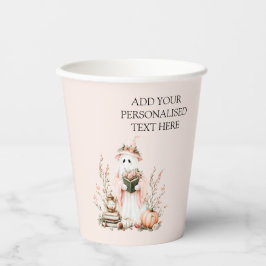 Cute Rosa Blommigt Ghost med Pumpkin Halloween