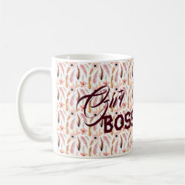 Cute Rosa Blommigt Girl Chef Typography Mönster Kaffemugg