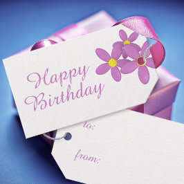 Cute Rosa Blommigt Grattis på födelsedagen Gift-Mä Presentetikett