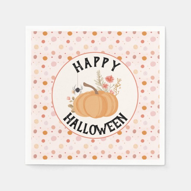 Cute Rosa Blommigt Halloween Pappersservett (Framsidan)