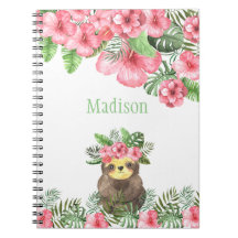 Cute Rosa Blommigt Hawaiian Sloth Animal Namn