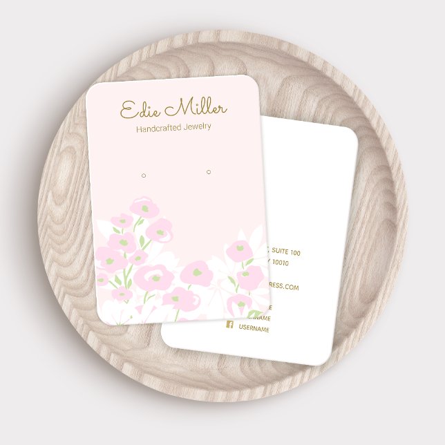 Cute Rosa Blommigt Script Earring Jewelry Visitkort (Skapare uppladdad)