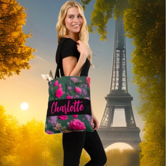 Cute Rosa Blommigt Tote Bag Tygkasse (Skapare uppladdad)