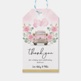 Cute Rosa Blommigt Travel Drive Thru Baby Shower Presentetikett