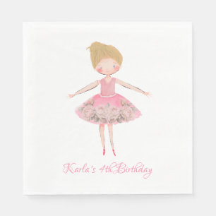 Cute Rosa Blonde Ballerina Dancer Pappersservett
