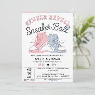 Cute rosa blue-genderna avslöjar smyaker boll inbjudningar