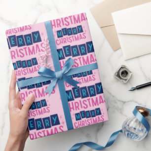 Cute Rosa & Blue God jul Mönster Sömlös Presentpapper