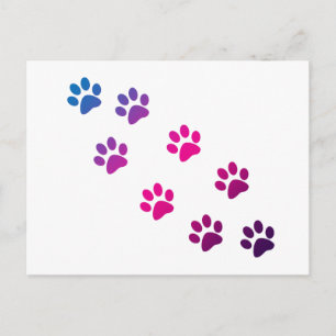 Cute Rosa Blue Lila Kattunge Tassar Vykort