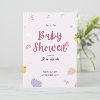 Cute Rosa Boho Baby Shower Inbjudningar