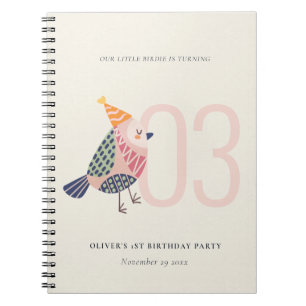 Cute  Rosa Boho Birdie oavsett ålder Anteckningsbok