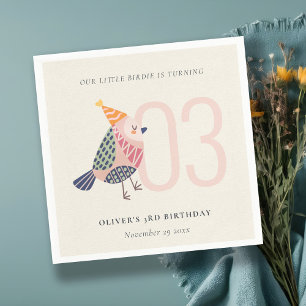 Cute  Rosa Boho Birdie oavsett ålder Pappersservett