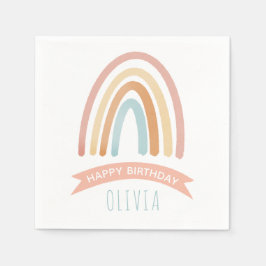 Cute Rosa Boho Rainbow Girls Birthday Pappersservett