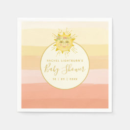 Cute Rosa Boho Rainbow Ray of Sunshine Baby Shower Pappersservett