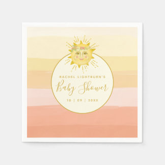 Cute Rosa Boho Rainbow Ray of Sunshine Baby Shower Pappersservett