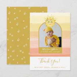 Cute Rosa Boho Rainbow Ray of Sunshine Baby Shower Tack Kort
