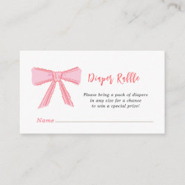 Cute Rosa bow Baby dusch Diaper Raffle Tilläggskort